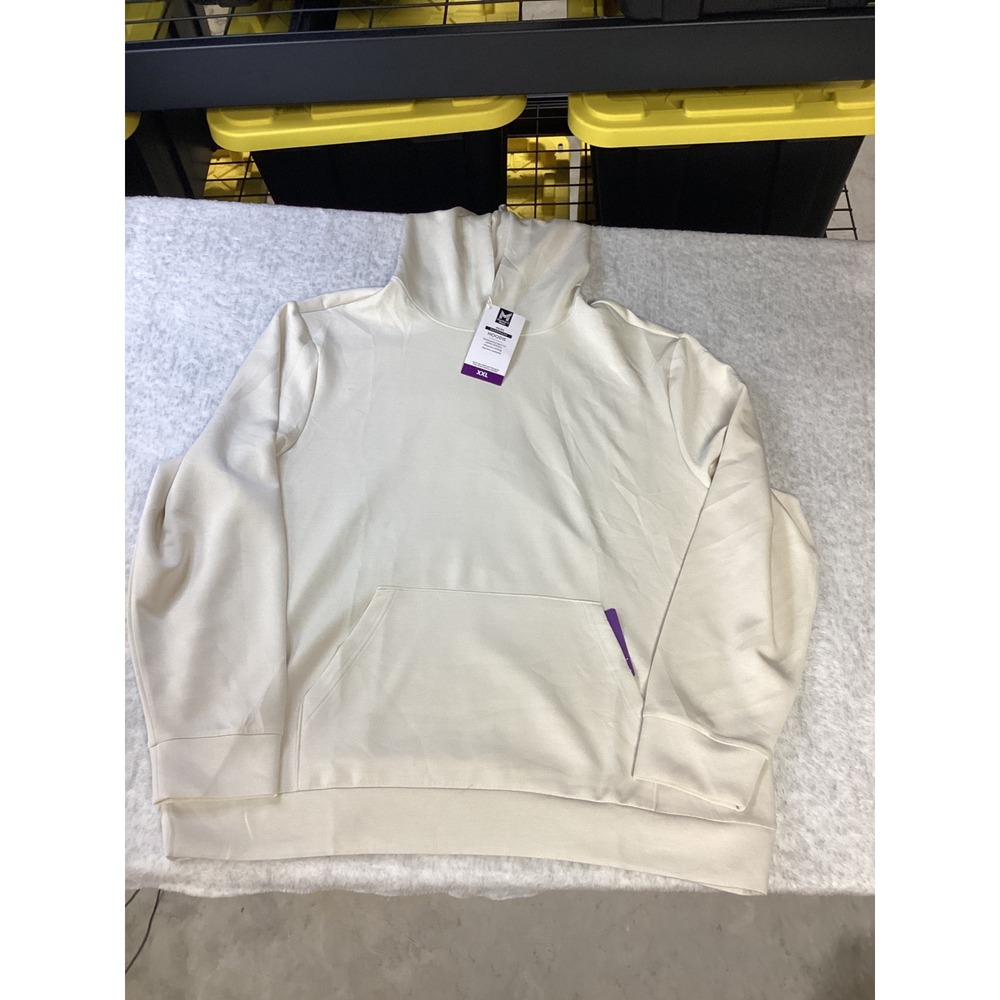 Member's Mark Mens Sandwash Hoodie Cream XXL Moisture Wicking Recycled Polyester